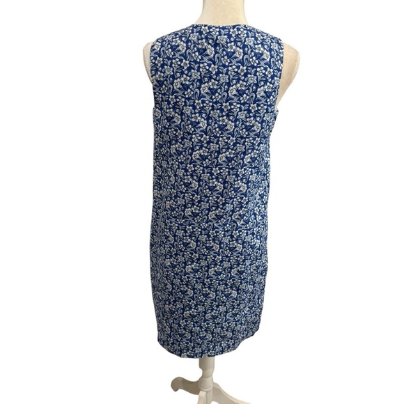 J. McLaughlin Rue Navy Blue Linen Floral Sleeveless Shift Dress XS NEW $218 - Picture 5 of 12